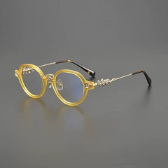 Tyrone Retro Round Acetate Oversize Glasses Frame Round Frames Southood Yellow Gold