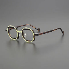 Valentino Designer Acetate Glasses Frame Round Frames Southood Leopard Green