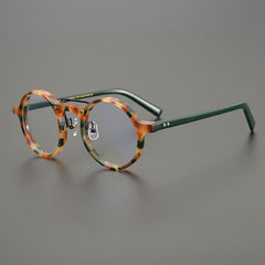 Van Vintage Round Acetate Optical Glasses Frame Round Frames Southood Green-leopard