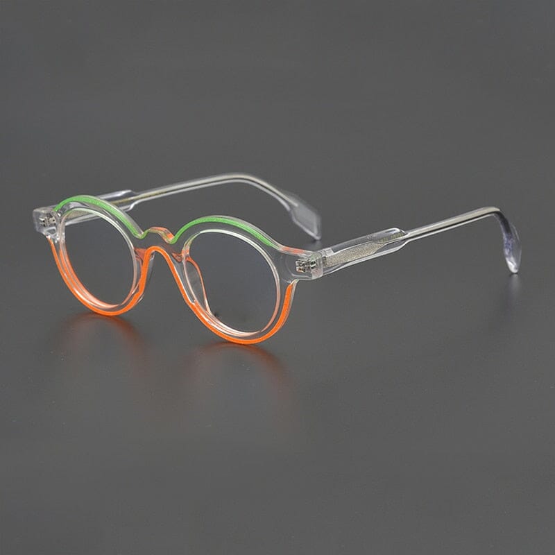 Vianet Vintage Acetate Round Glasses Frame Round Frames Southood Green Orange
