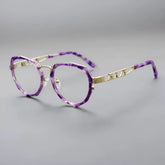 Viggo Vintage Acetate Alloy Glasses Frame Geometric Frames Southood Purple Gold
