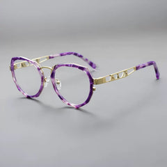 Viggo Vintage Acetate Alloy Glasses Frame Geometric Frames Southood Purple Gold