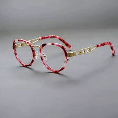 Viggo Vintage Acetate Alloy Glasses Frame Geometric Frames Southood Red Gold