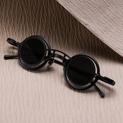 VT Round Titanium Glasses Frame With Magnetic Sunglasses Clips Round Frames Southood Black