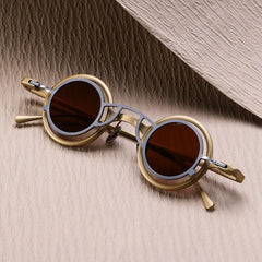 VT Round Titanium Glasses Frame With Magnetic Sunglasses Clips Round Frames Southood Gold