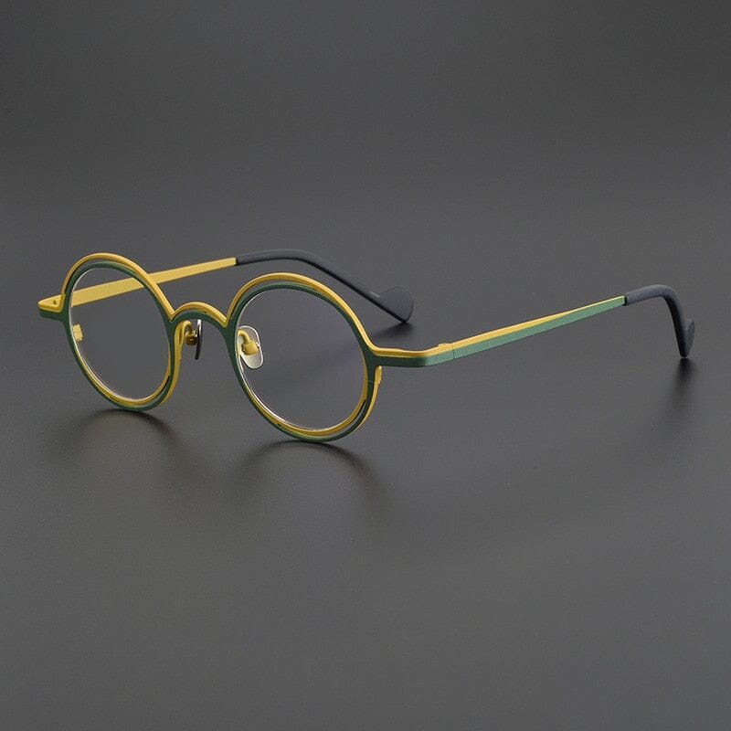 Wester Vintage Pure Titanium Glasses Frame Round Frames Southood Matte Green Gold