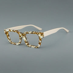 William Retro Rectangle Acetate Glasses Frame Rectangle Frames Southood White Leopard