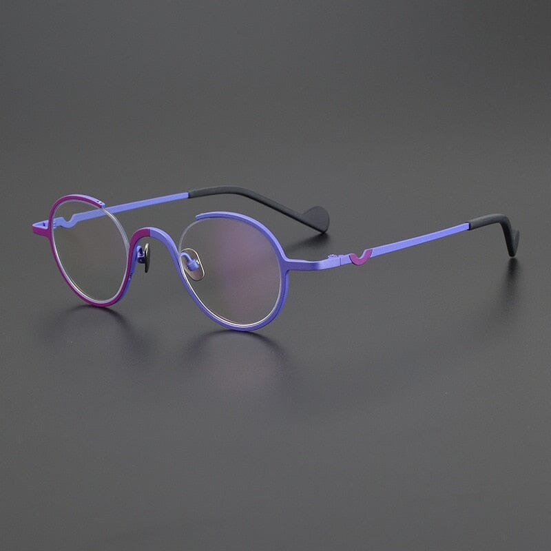 Winifred Vintage Titanium Glasses Frame Round Frames Southood Matte Purple Blue