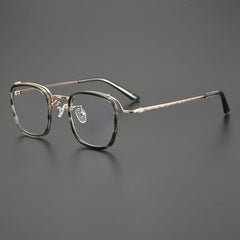Xarles Square Titanium Glasses Frame Rectangle Frames Southood GreenLeopard