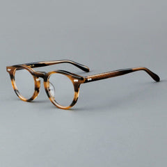 Xylon Acetate Vintage Eyeglasses Frame Rectangle Frames Southood Yellow-Stripe 