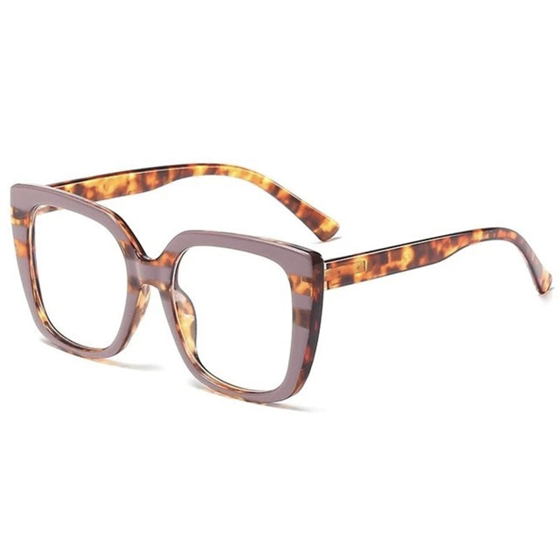 Yvette Popular Rectangle Glasses Frames Rectangle Frames Southood C6 purple leopard