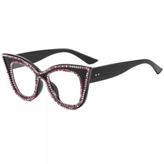 Jesicalin Vintage Rhinesotne Cat Eye Glasses Frame