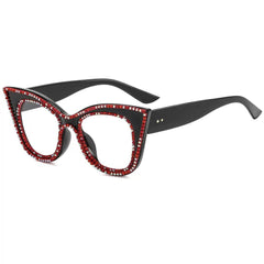 Jesicalin Vintage Rhinesotne Cat Eye Glasses Frame