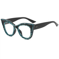 Jesicalin Vintage Rhinesotne Cat Eye Glasses Frame