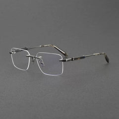 Aaron Retro Rimless Titanium Glasses Frame Rectangle Frames Southood Gun 