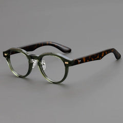 Aeker Retro Round Glasses Frame Round Frames Southood Green Leopard 