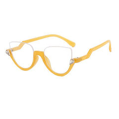 Ag Vintage Semi-Rimless Cat Eye Glasses Frame Cat Eye Frames Southood Yellow 