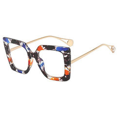 Aimee Vintage Square Glasses Frames Rectangle Frames Southood Blue-Floral 