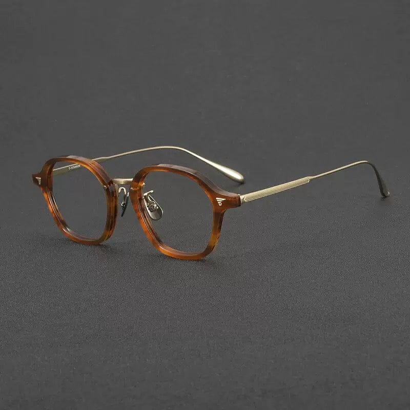 Alcaraz Vintage Oval Acetate Glasses Frame Oval Frames Southood Brown Striped Gold 