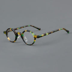 Alon Vintage Round Glasses Frame Round Frames Southood Green Leopard 