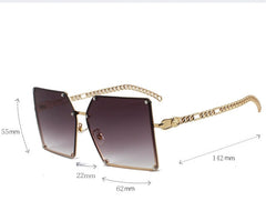 Amber Vintage Alloy Chain Rivet Square Eyewear Sunglasses MON 