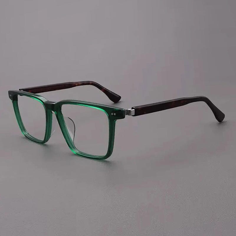Amos Acetate Retro Square Optical Glasses Frame Rectangle Frames Southood Green Leopard 