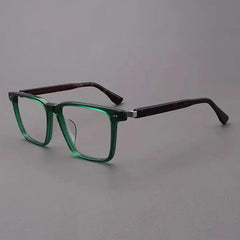 Amos Acetate Retro Square Optical Glasses Frame Rectangle Frames Southood Green Leopard 