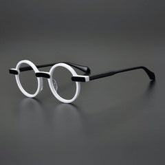 Arlo Retro Round Acetate Eyeglasses Frame Round Frames Southood Black White 