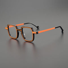 Arwin Retro Acetate Eyeglasses Frame Rectangle Frames Southood Black Orange 