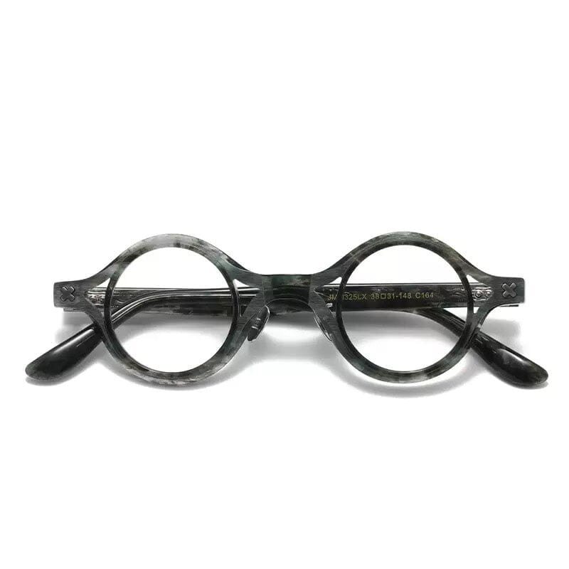 Ash Vintage Acetate Glasses Frame Round Frames Southood Green Wood Grain 