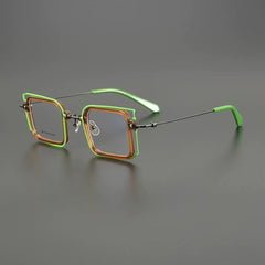 Ashly Colorful Titanium Glasses Frame Geometric Frames Southood Green Tea 