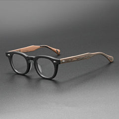 Atlas Vintage Acetate Glasses Frame Oval Frames Southood Black Wood Grain 