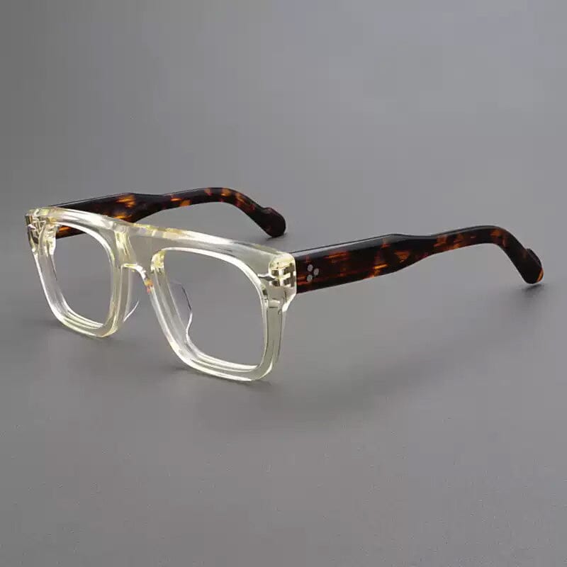 Atmore Vintage Acetate Glasses Frame Aviator Frames Southood Yellow Leopard 