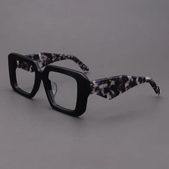 Atwell Vintage Acetate Glasses Frame Rectangle Frames Southood Black Black Leopard 
