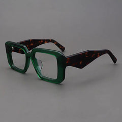 Atwell Vintage Acetate Glasses Frame Rectangle Frames Southood Green Leopard 