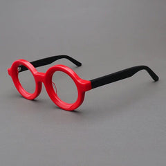 Ayers Retro Acetate Glasses Frame Round Frames Southood Red Black 