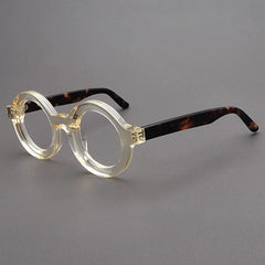 Ayers Retro Acetate Glasses Frame Round Frames Southood Yellow Leopard 