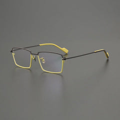 Babette Titanium Square Glasses Frame Rectangle Frames Southood Brown Yellow 