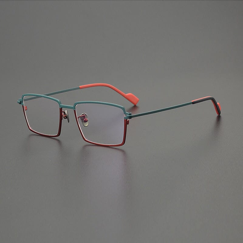 Babette Titanium Square Glasses Frame Rectangle Frames Southood Green Red 