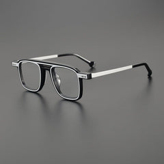 Beal Retro Acetate Eyeglasses Frame Aviator Frames Southood Black Silver 
