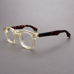 Bek Vintage Acetate Glasses Frame Rectangle Frames Southood Yellow Leopard 