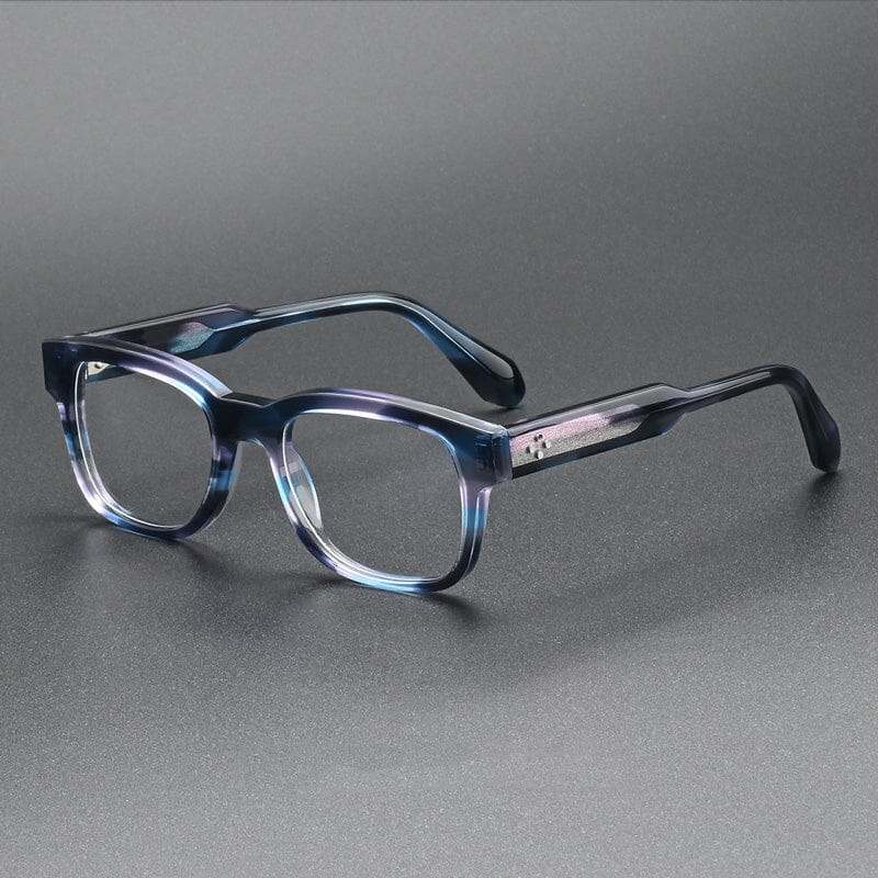 Bobby Retro Acetate Glasses Frame Rectangle Frames Southood Blue Leopard 