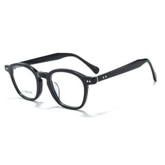 Borg Acetate Titanium Glasses Frame Oval Frames Southood Black 