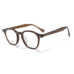 Borg Acetate Titanium Glasses Frame Oval Frames Southood Clear Tea 