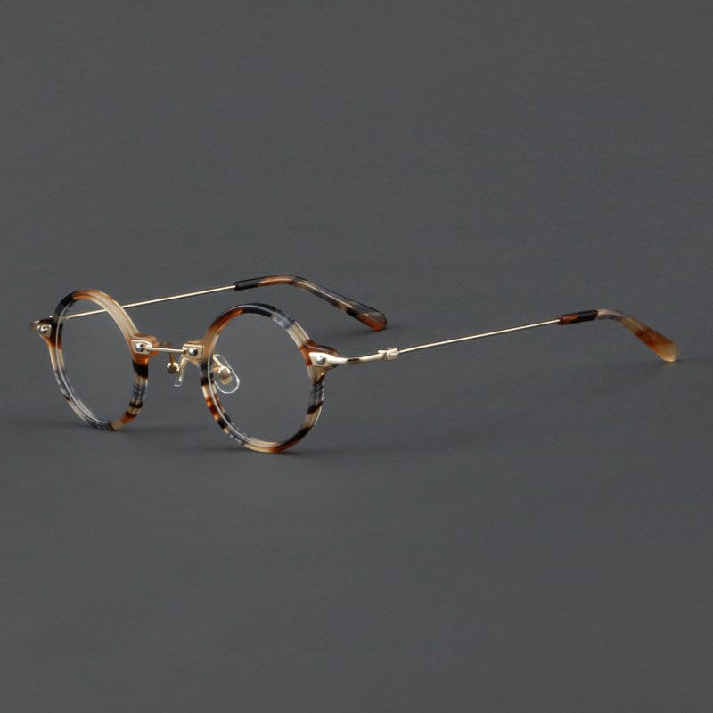 Botolf Vintage Round Acetate Glasses Frame Round Frames Southood Brown Leopard 