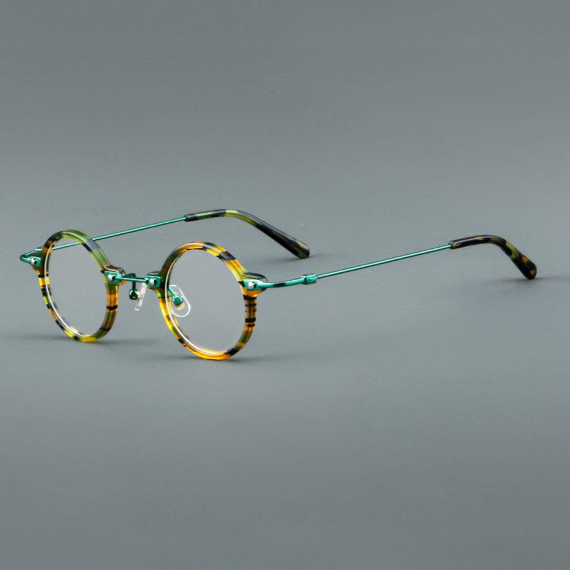 Botolf Vintage Round Acetate Glasses Frame Round Frames Southood Green Leopard 