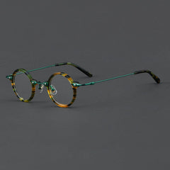 Botolf Vintage Round Acetate Glasses Frame Round Frames Southood Green Leopard 