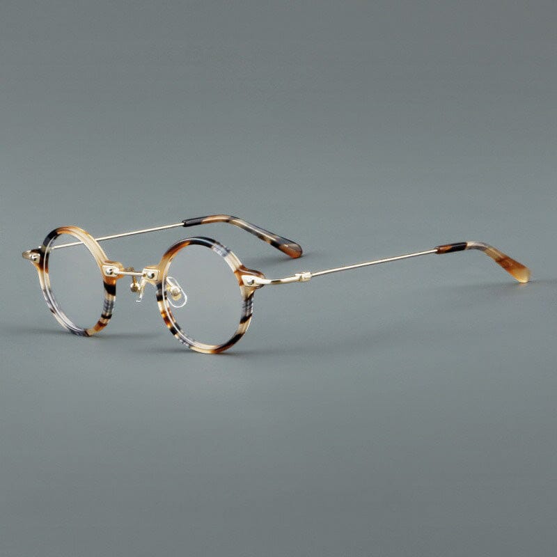 Botolf Vintage Round Acetate Glasses Frame Round Frames Southood Yellow Leopard 
