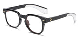 Bruce Vintage Rivet Square Glasses Frame Rectangle Frames Southood C6 black white leg 