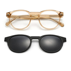 Burton Acetate Alloy Glasses Frame With Magnetic Sunglasses Clips Oval Frames Southood Tea Black 